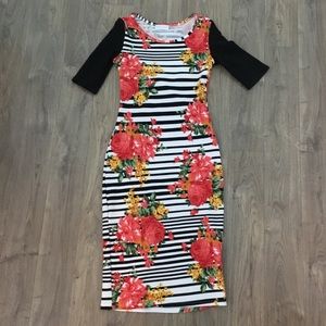 Black and white striped flower dress